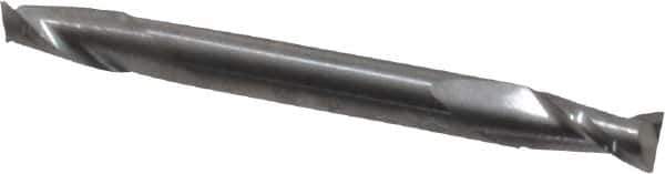 SGS - 3/16", 3/8" LOC, 3/16" Shank Diam, 2" OAL, 2 Flute, Solid Carbide Square End Mill - Double End, Uncoated, Spiral Flute, 30° Helix, Centercutting, Right Hand Cut, Right Hand Flute, Series 15 - USA Tool & Supply