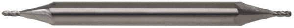 Hertel - 7/16" Diam, 7/8" LOC, 4 Flute Solid Carbide Ball End Mill - Uncoated, Double End, 4" OAL, 1/2" Shank Diam, Spiral Flute - USA Tool & Supply