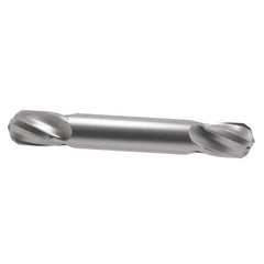 SGS - 1/2" Diam, 5/8" LOC, 4 Flute Solid Carbide Ball End Mill - Uncoated, Double End, 3" OAL, 1/2" Shank Diam, Spiral Flute - USA Tool & Supply