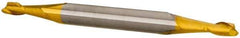 SGS - 5/64", 1/8" LOC, 1/8" Shank Diam, 1-1/2" OAL, 2 Flute, Solid Carbide Square End Mill - Double End, TiN Finish, Spiral Flute, 30° Helix, Centercutting, Right Hand Cut, Right Hand Flute, Series 15 - USA Tool & Supply