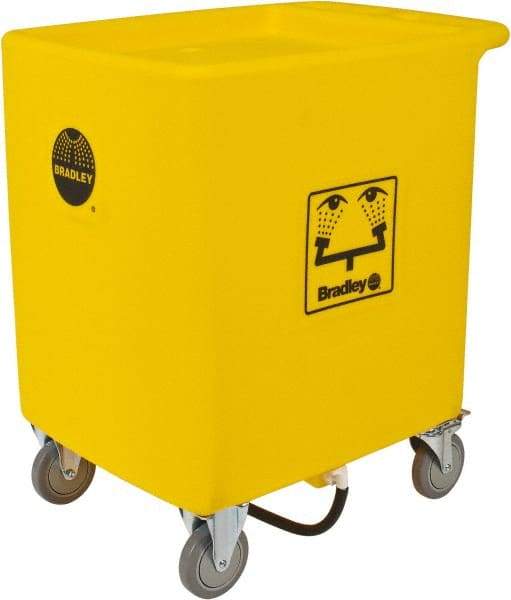 Bradley - 56 Gallon Eye Wash Station Waste Cart - Compatable with Bradley Portable Eye Wash Station S19-921, Includes 2 Clearly Marked Eye Wash Signs - USA Tool & Supply