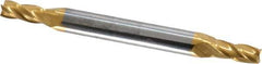 SGS - 9/64", 5/16" LOC, 3/16" Shank Diam, 2" OAL, 4 Flute, Solid Carbide Square End Mill - Double End, TiN Finish, Spiral Flute, 30° Helix, Centercutting, Right Hand Cut, Right Hand Flute, Series 14 - USA Tool & Supply