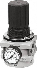 Parker - 3/4 NPT Port, 380 CFM, Aluminum Hi-Flow Regulator - 0 to 232 psi Range, 254 Max psi Supply Pressure, 1/4" Gauge Port Thread, 3-1/2" Wide x 7.2" High - USA Tool & Supply