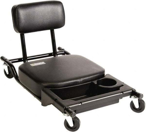 ShopSol - 300 Lb Capacity, 4 Wheel Creeper Seat - Steel/Vinyl, 32" Long x 18" Overall Height x 16" Wide - USA Tool & Supply