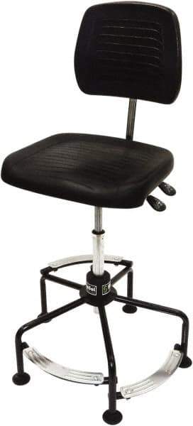 ShopSol - 17 to 35" High Adjustable Height Swivel Stool - 26" Wide x 26-1/2" Deep, Polyurethane Seat, Black - USA Tool & Supply