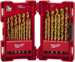 Milwaukee Tool - 135° Point, TiN Finish High Speed Steel Maintenance Length Drill Bit Set - USA Tool & Supply