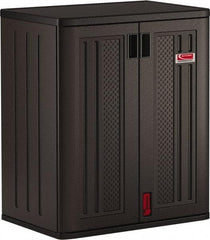 Suncast - 2 Shelf Locking Storage Cabinet - Polypropylene, 30" Wide x 20-1/4" Deep x 36" High, Gray - USA Tool & Supply