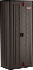 Suncast - 4 Shelf Locking Storage Cabinet - Polypropylene, 30" Wide x 20-1/4" Deep x 72" High, Gray - USA Tool & Supply