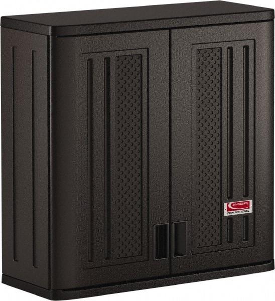 Suncast - 1 Shelf Locking Storage Cabinet - Polypropylene, 30" Wide x 12" Deep x 30-1/4" High, Gray - USA Tool & Supply