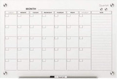 Quartet - 36" High x 48" Wide Magnetic Dry Erase Calendar - Glass, Includes Dry-Erase Marker, Magnet & Mounting Kit - USA Tool & Supply