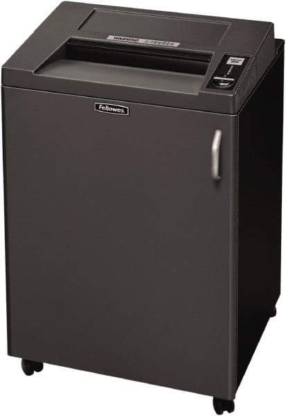 FELLOWES - 5/32 x 1-9/16" Strip, 24 Sheet Cross Cut Commercial Shredder - 23-1/4" Long x 25-3/16" Wide x 38-3/16" High, Level 4 Security, 4 Gal Wastebasket - USA Tool & Supply