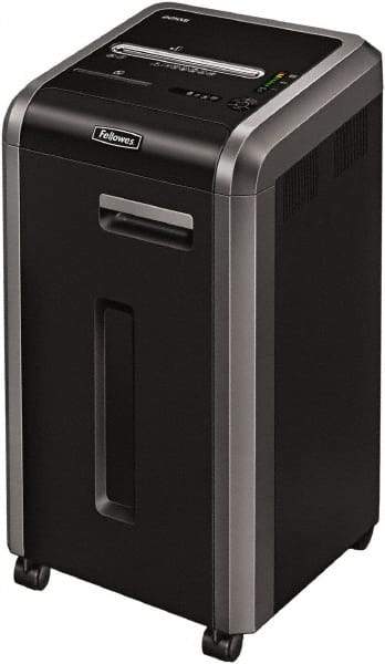 FELLOWES - 5/64 x 15/32" Strip, 16 Sheet Micro Cut Commercial Shredder - 17-3/4" Long x 17-1/8" Wide x 30-3/4" High, Level 5 Security, 16 Gal Wastebasket - USA Tool & Supply