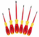 Insulated Slim Integrated Insulation 6 Piece Screwdriver Set Slotted 4.5; 6.5; Phillips #1 & 2; Square #1 & 2. - USA Tool & Supply