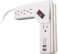 Woods PRO - 4 Outlets, 125 Volts, 15 Amps, 4' Cord, Power Outlet Strip - Keyhole Mount, 5-15 NEMA Configuration, 6-1/2" Strip, cULus - USA Tool & Supply