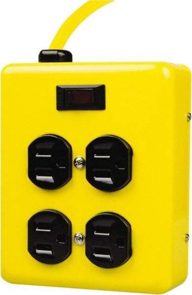 Woods PRO - 4 Outlets, 125 Volts, 15 Amps, 4' Cord, Power Outlet Strip - Keyhole Mount, 5-15 NEMA Configuration, 6" Strip, cULus - USA Tool & Supply