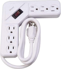 Woods PRO - 6 Outlets, 125 Volts, 15 Amps, 4' Cord, Power Outlet Strip - Keyhole Mount, 5-15 NEMA Configuration, 6-1/2" Strip, cULus - USA Tool & Supply