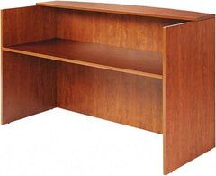 ALERA - Woodgrain Laminate Reception Desk - 71" Wide x 35-1/2" Deep x 42-1/2" High, Medium Cherry - USA Tool & Supply