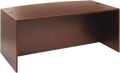 ALERA - Woodgrain Laminate Bow Front Desk - 71" Wide x 41-3/8" Deep x 29-5/8" High, Mahogany - USA Tool & Supply
