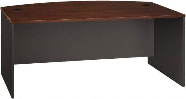 Bush Business Furniture - Laminate Over Wood Bow Front Desk - 71-1/8" Wide x 36-1/8" Deep x 29-7/8" High, Hansen Cherry & Graphite Gray - USA Tool & Supply