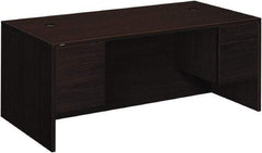 Hon - Woodgrain Laminate Double Pedestal Desk - 72" Wide x 36" Deep x 29-1/2" High, Mahogany - USA Tool & Supply