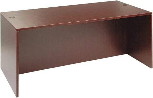 ALERA - Woodgrain Laminate Desk Shell - 71" Wide x 35-1/2" Deep x 29-5/8" High, Mahogany - USA Tool & Supply