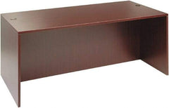 ALERA - Woodgrain Laminate Desk Shell - 71" Wide x 35-1/2" Deep x 29-5/8" High, Mahogany - USA Tool & Supply