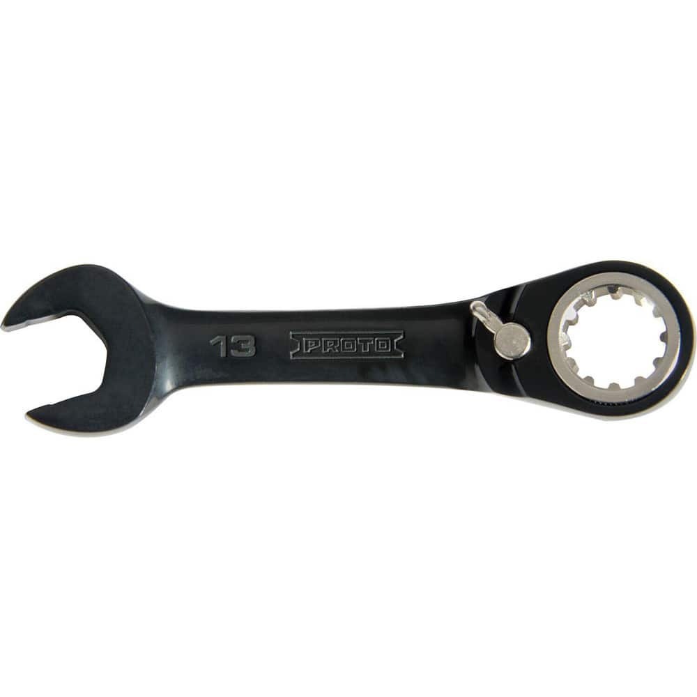 Combination Wrenches; Handle Type: Straight; Head Type: Offset; Box End Type: 12-Point; Wrench Size (mm): 13.00; Material: Steel; Finish: Black Chrome; Head Offset Angle: 15  ™; Opening Angle: 15  ™; Overall Length (Inch): 4-1/4 in; Head Thickness: 3/8 in