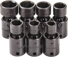Proto - 7 Piece 3/8" Drive Black Finish Impact Socket Set - 6 Points, 3/8" to 3/4" Range, Inch Measurement Standard - USA Tool & Supply