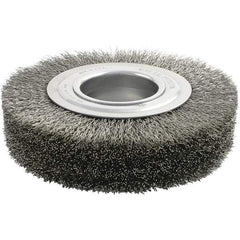 Brush Research Mfg. - 8" OD, 2" Arbor Hole, Crimped Carbon Wheel Brush - 1-3/8" Face Width, 1-1/2" Trim Length, 4,500 RPM - USA Tool & Supply