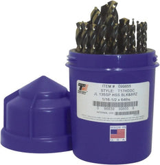 Triumph Twist Drill - 1/16 to 1/2", 135° Point, Bronze/Black Oxide Finish, High Speed Steel Jobber Length Drill Bit Set - USA Tool & Supply