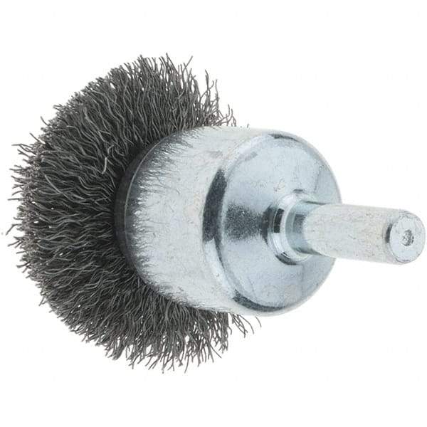 Tru-Maxx - 1-1/2" Brush Diam, Crimped, Flared End Brush - 1/4" Diam Steel Shank, 20,000 Max RPM - USA Tool & Supply