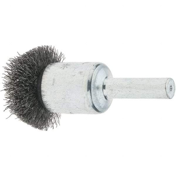 Tru-Maxx - 1" Brush Diam, Crimped, Flared End Brush - 1/4" Diam Steel Shank, 25,000 Max RPM - USA Tool & Supply