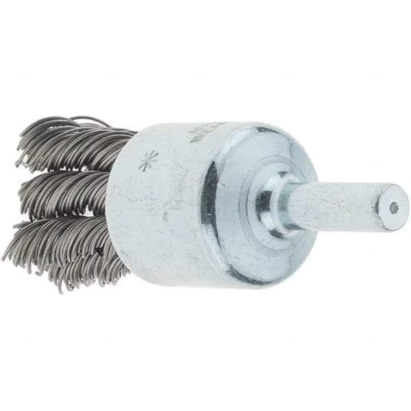 Tru-Maxx - 3/4" Brush Diam, Knotted, End Brush - 1/4" Diam Steel Shank, 22,000 Max RPM - USA Tool & Supply