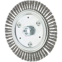 Tru-Maxx - 7" OD, 5/8-11 Arbor Hole, Stringer Bead Steel Wheel Brush - 3/16" Face Width, 1-1/8" Trim Length, 0.02" Filament Diam, 9,000 RPM - USA Tool & Supply