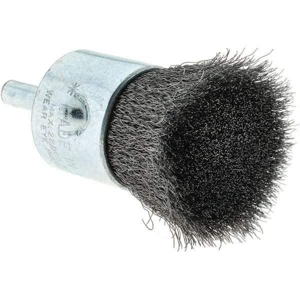 Tru-Maxx - 1" Brush Diam, Crimped, Flared End Brush - 1/4" Diam Steel Shank, 22,000 Max RPM - USA Tool & Supply