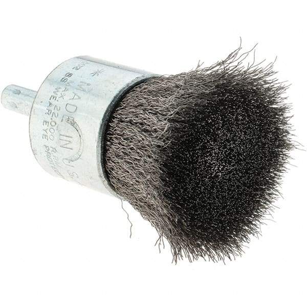 Tru-Maxx - 1" Brush Diam, Crimped, Flared End Brush - 1/4" Diam Steel Shank, 22,000 Max RPM - USA Tool & Supply