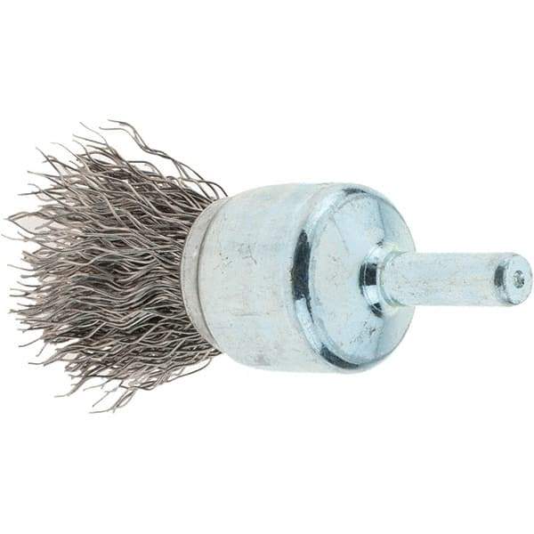 Tru-Maxx - 3/4" Brush Diam, Crimped, Flared End Brush - 1/4" Diam Steel Shank, 22,000 Max RPM - USA Tool & Supply