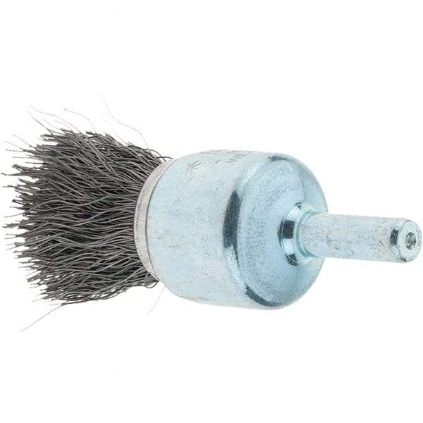 Tru-Maxx - 3/4" Brush Diam, Crimped, Flared End Brush - 1/4" Diam Steel Shank, 22,000 Max RPM - USA Tool & Supply