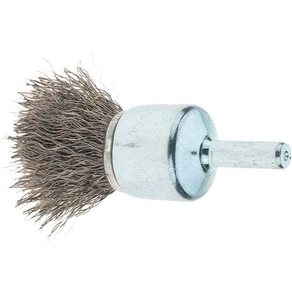 Tru-Maxx - 3/4" Brush Diam, Crimped, Flared End Brush - 1/4" Diam Steel Shank, 22,000 Max RPM - USA Tool & Supply