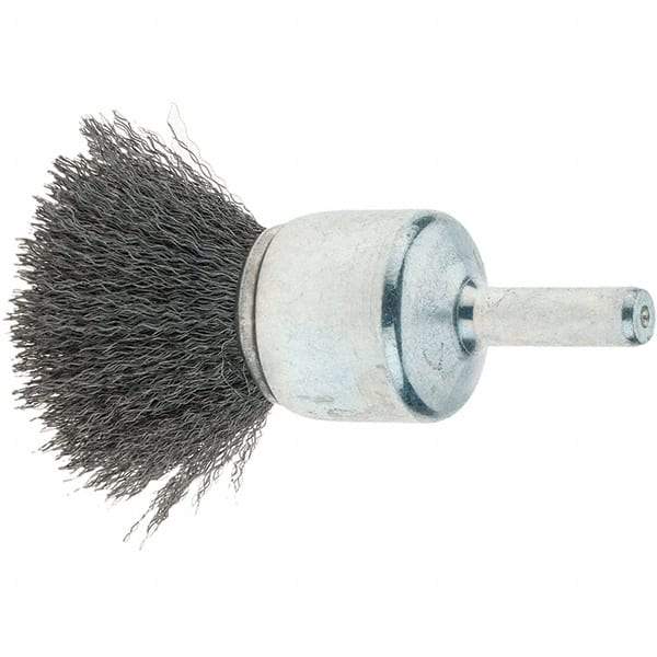 Tru-Maxx - 3/4" Brush Diam, Crimped, Flared End Brush - 1/4" Diam Steel Shank, 22,000 Max RPM - USA Tool & Supply