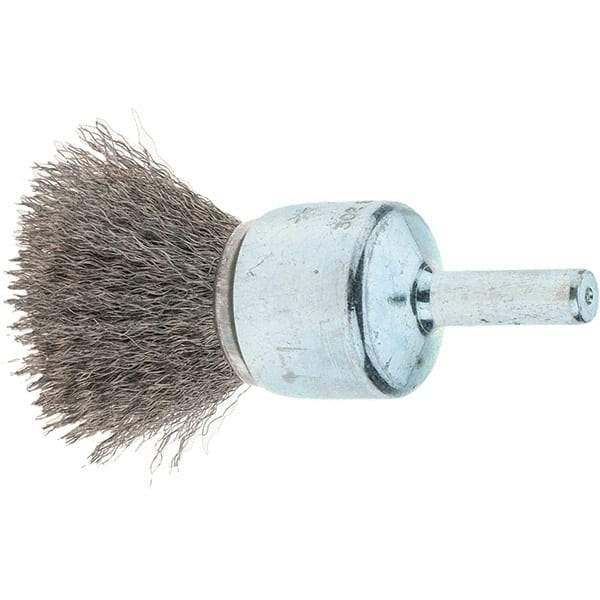 Tru-Maxx - 3/4" Brush Diam, Crimped, Flared End Brush - 1/4" Diam Steel Shank, 22,000 Max RPM - USA Tool & Supply