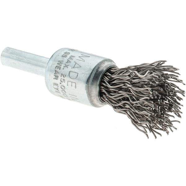 Tru-Maxx - 1/2" Brush Diam, Crimped, Flared End Brush - 1/4" Diam Steel Shank, 25,000 Max RPM - USA Tool & Supply