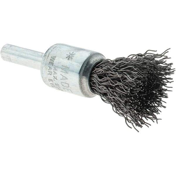 Tru-Maxx - 1/2" Brush Diam, Crimped, Flared End Brush - 1/4" Diam Steel Shank, 25,000 Max RPM - USA Tool & Supply