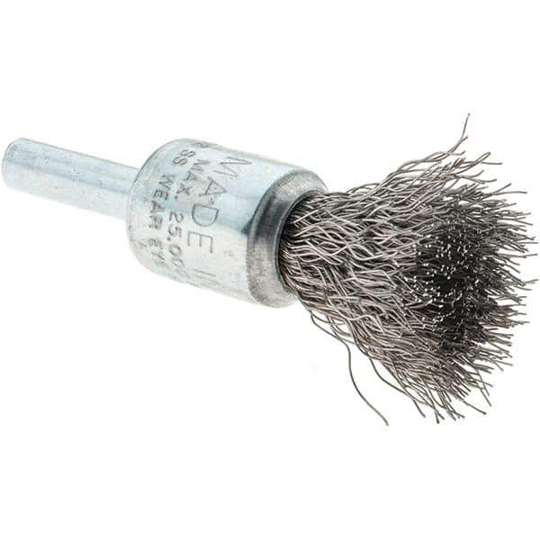 Tru-Maxx - 1/2" Brush Diam, Crimped, Flared End Brush - 1/4" Diam Steel Shank, 25,000 Max RPM - USA Tool & Supply