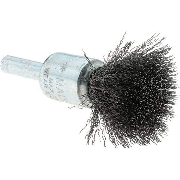 Tru-Maxx - 1/2" Brush Diam, Crimped, Flared End Brush - 1/4" Diam Steel Shank, 25,000 Max RPM - USA Tool & Supply