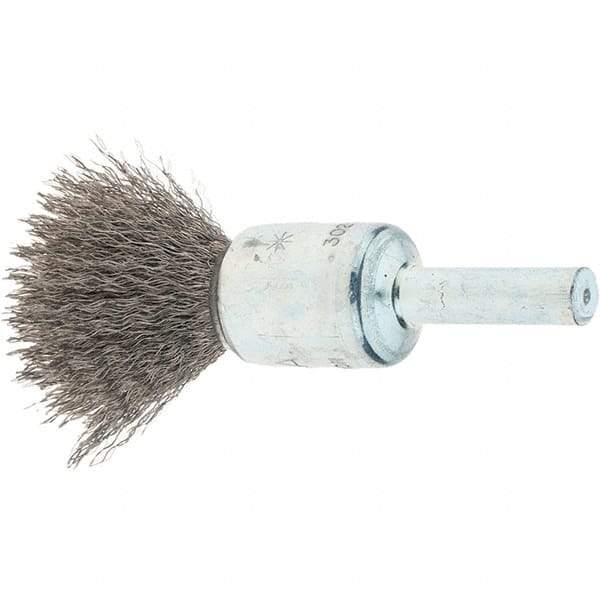 Tru-Maxx - 1/2" Brush Diam, Crimped, Flared End Brush - 1/4" Diam Steel Shank, 25,000 Max RPM - USA Tool & Supply