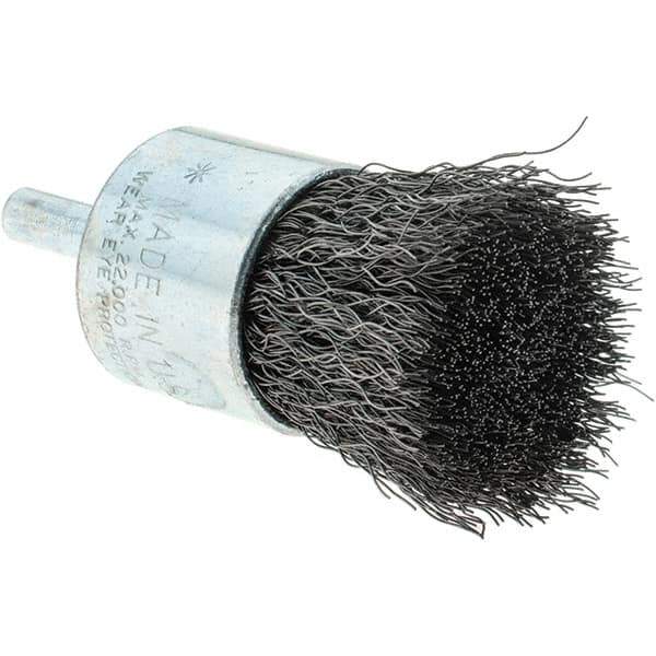 Tru-Maxx - 1" Brush Diam, Crimped, Flared End Brush - 1/4" Diam Steel Shank, 22,000 Max RPM - USA Tool & Supply