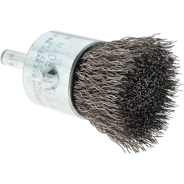 Tru-Maxx - 1" Brush Diam, Crimped, Flared End Brush - 1/4" Diam Steel Shank, 22,000 Max RPM - USA Tool & Supply