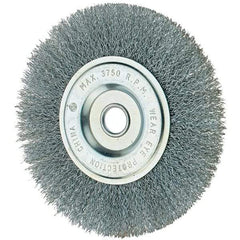 Tru-Maxx - 6" OD, 1/2" Arbor Hole, Crimped Steel Wheel Brush - 3/4" Face Width, 1-1/4" Trim Length, 0.014" Filament Diam, 6,000 RPM - USA Tool & Supply