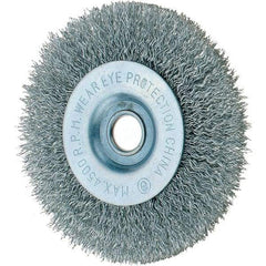 Tru-Maxx - 4" OD, 1/2" Arbor Hole, Crimped Steel Wheel Brush - 1/2" Face Width, 3/4" Trim Length, 0.014" Filament Diam, 6,000 RPM - USA Tool & Supply
